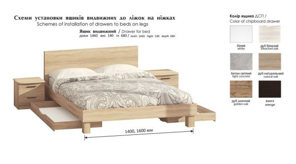 Ліжко "Еко"двоспальне 1600 мм - фото, ціна, купити, 