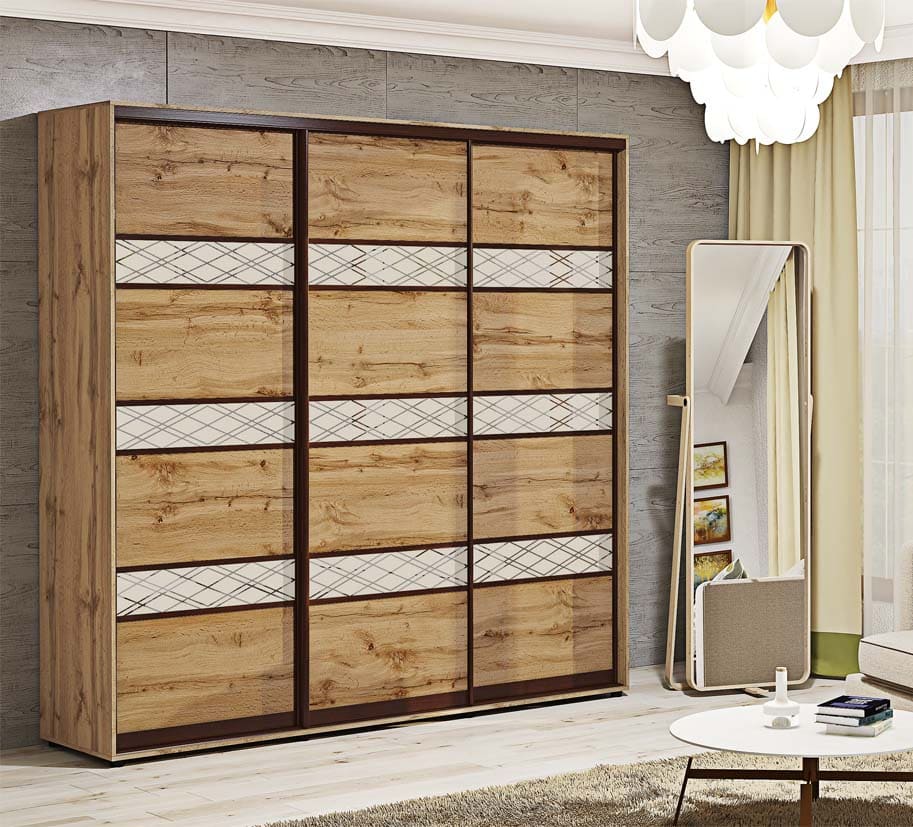 Шафа купе 240 см "Модель 4" тридверна дуб золотий - фото, ціна, купити,  