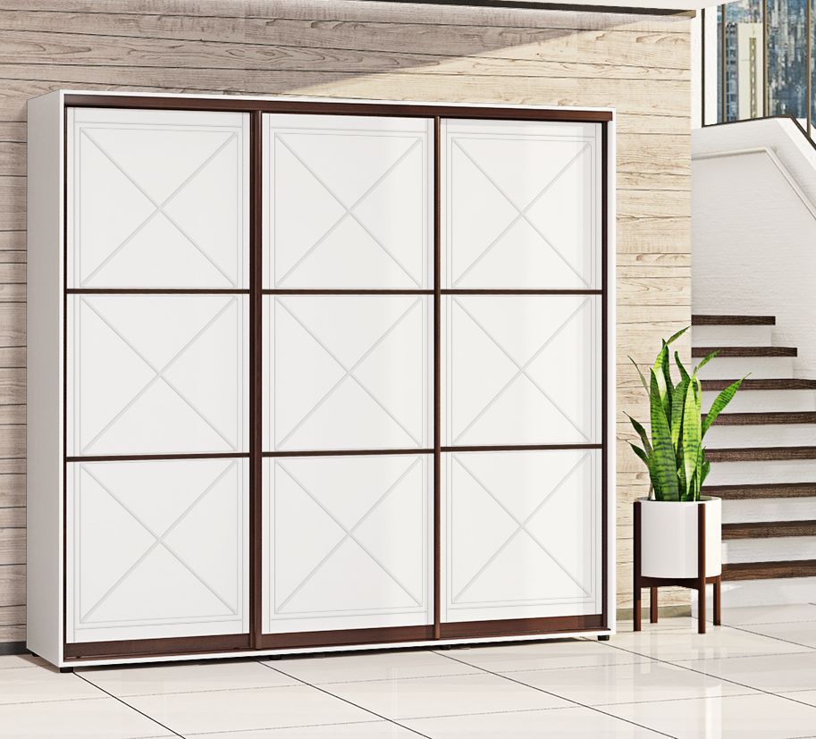 Шафа купе 2,2 м "Прованс" глянець 3х дверна білого кольору - фото, ціна, купити,  