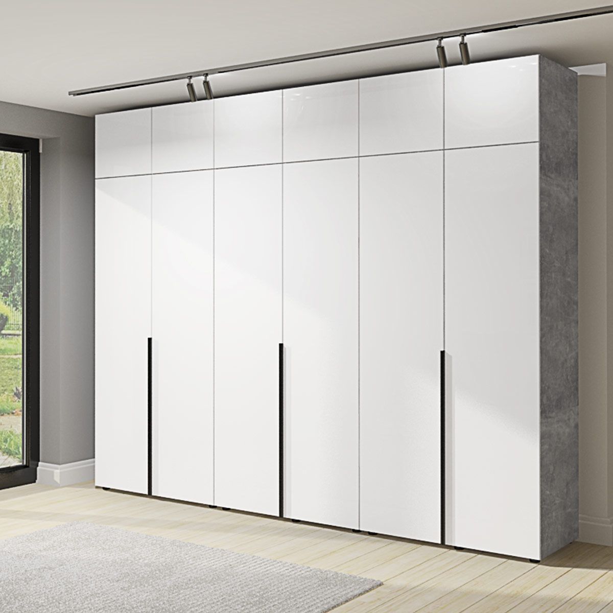 Велика шафа Флекс 3000 мм з ДСП фасадами Біла в вітальню - фото, ціна, купити,  