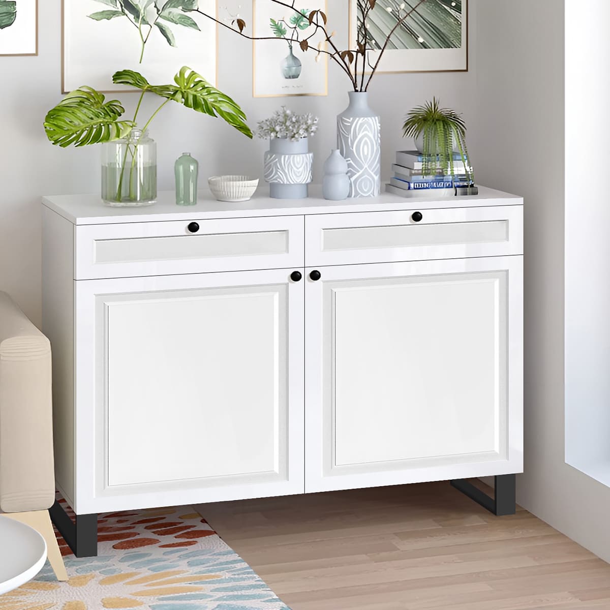 Комод з 2 ящиками Флекс 1200 мм фарбований МДФ Білий в прихожу - фото, ціна, купити,  