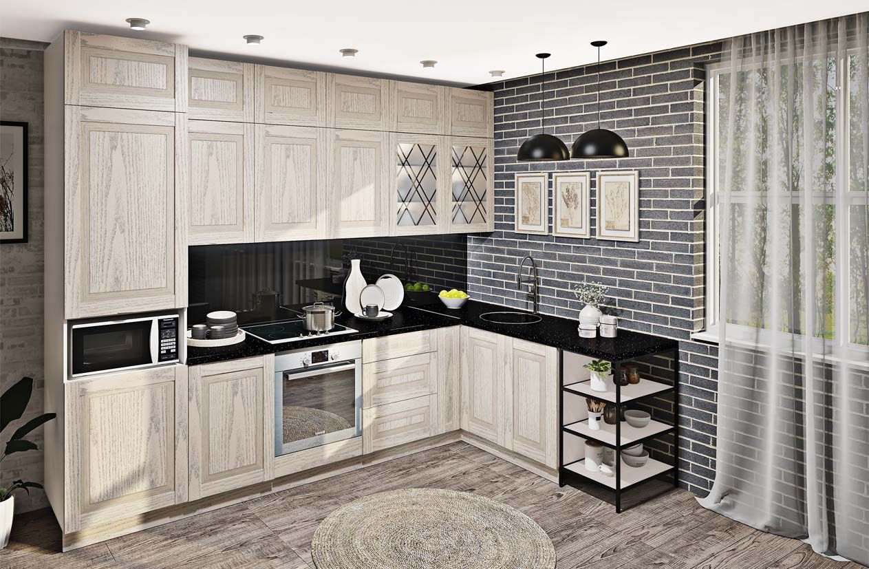 Кухня "Французький Престиж" 3,1 х 1,8м кутова Дуб білений - фото, ціна, купити,  