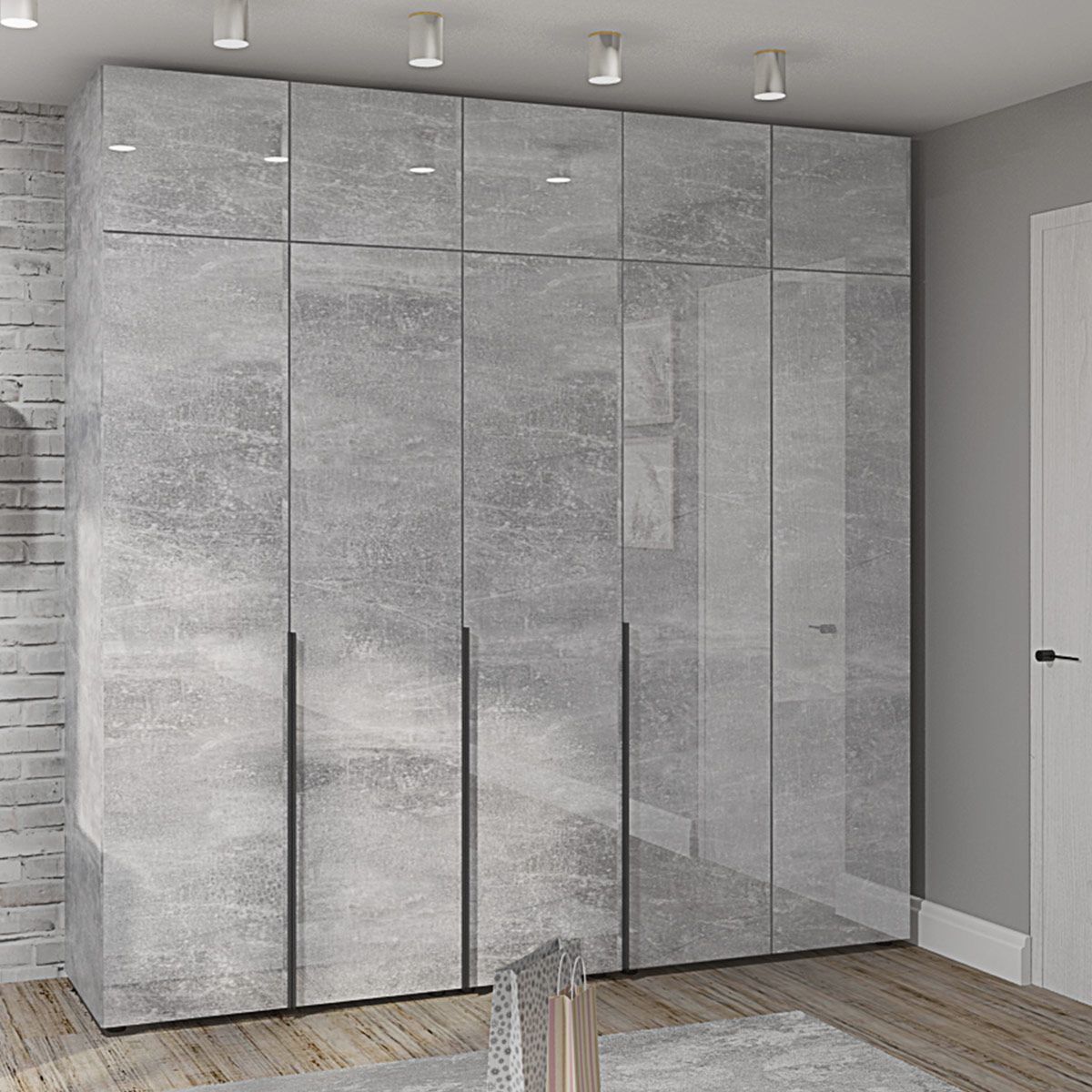 Шафа на замовлення Flex 2,5 м з ДСП фасадами Бетон в дитячу - фото, ціна, купити,  