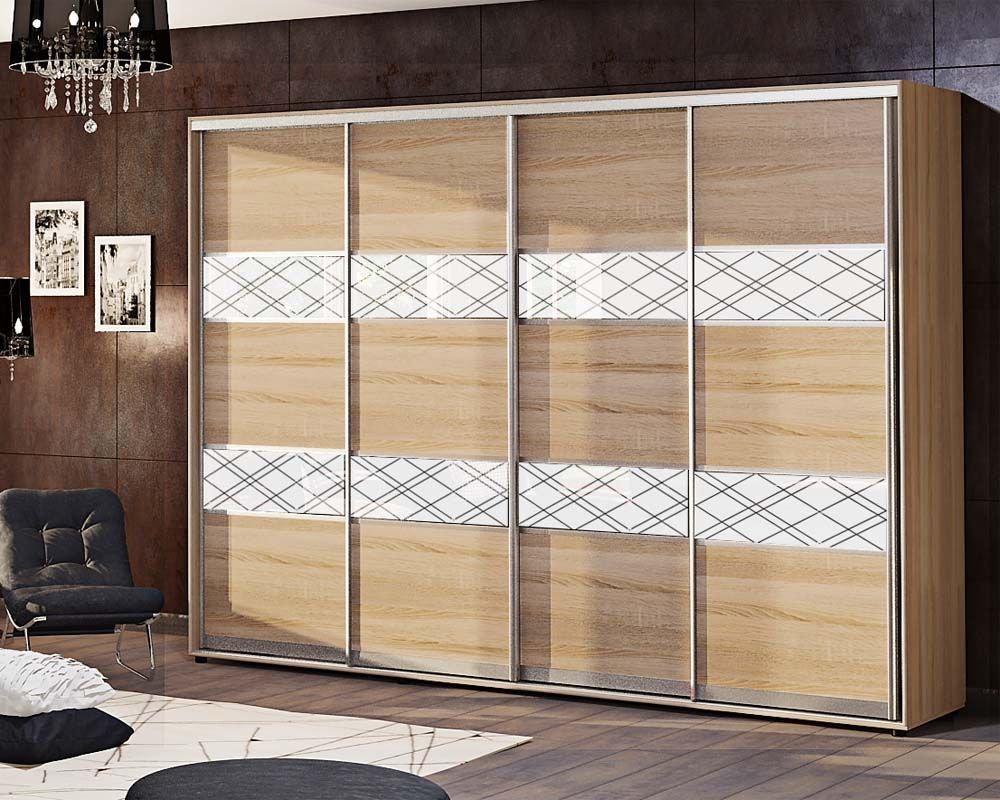 Шафа купе 3.2 м "Модель 3" 4х дверна в кольорі дуб сонома - фото, ціна, купити,  