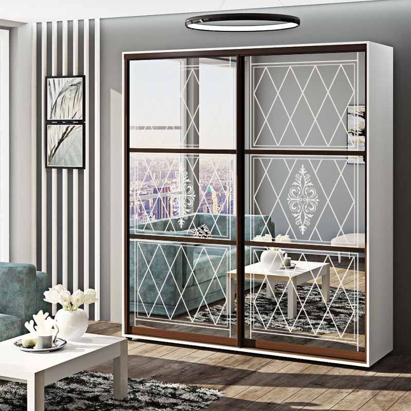 Шафа купе 100 см "Дзеркало" дводверна білого кольору - фото, ціна, купити,  