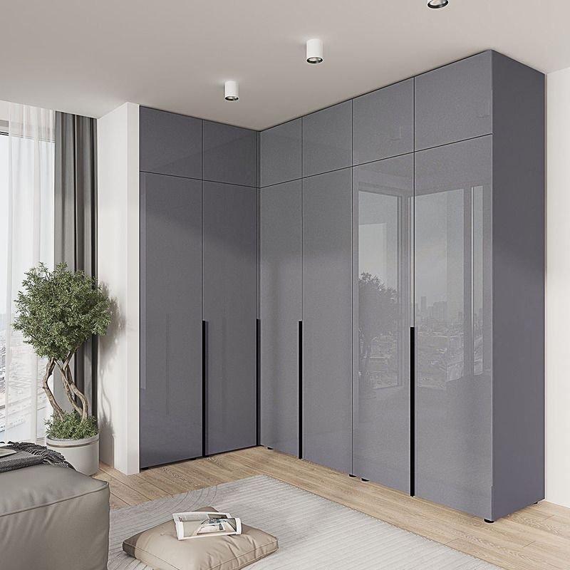 Кутова шафа Флекс ДСП фасад Графіт в прихожу - фото, ціна, купити,  