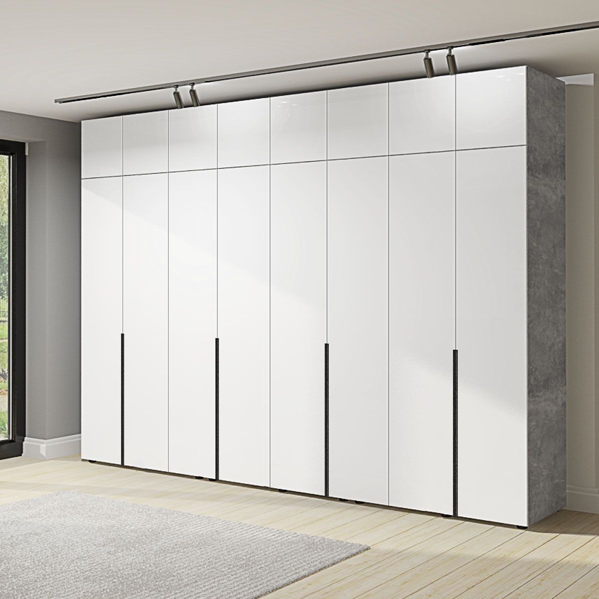 Сучасна шафа Флекс 3.2 метра ДСП фасад Біла 8 дверна - фото, ціна, купити,  