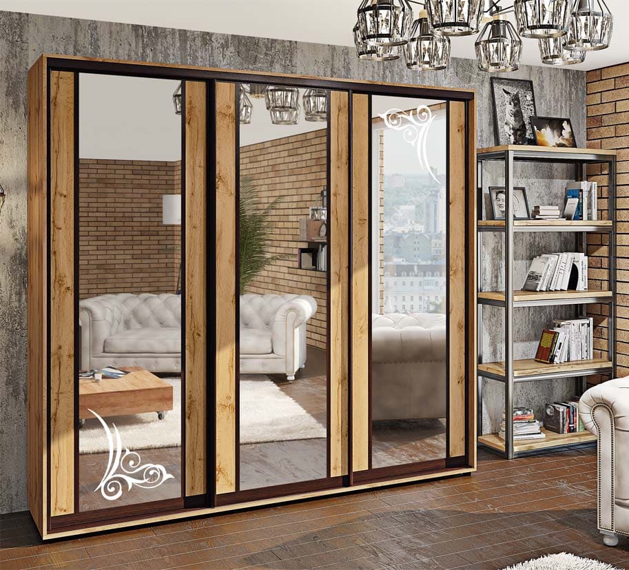 Шафа купе 2,2 метра "Модель 7" 3 дверна дуб аппалачі - фото, ціна, купити,  