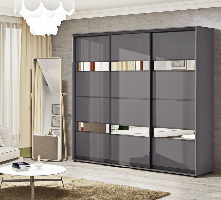 Шафа купе 240 см "Модель 5" трьохдверна у кольорі антрацит - фото, ціна, купити,  