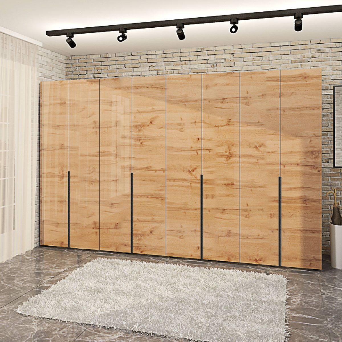 Офісна шафа Флекс 320 см з ДСП фасадами Дуб золотий в спальню - фото, ціна, купити,  