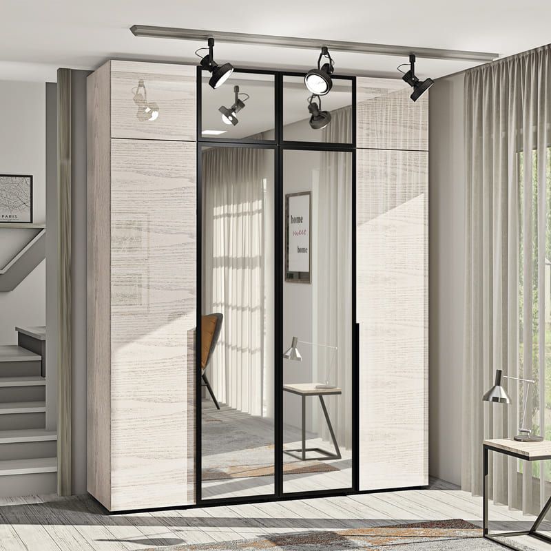 Офисный шкаф Флекс 1,6 м с ДСП фасадами Дуб беленый в спальню - фото, цена, купить,  