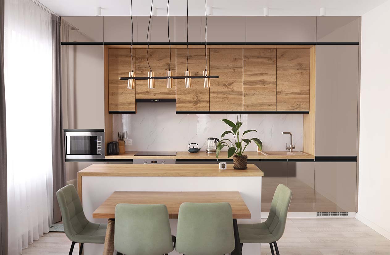 Кухня "Sigma ручка" 3.6м з островом Дуб золотий, Лате - фото, ціна, купити,  