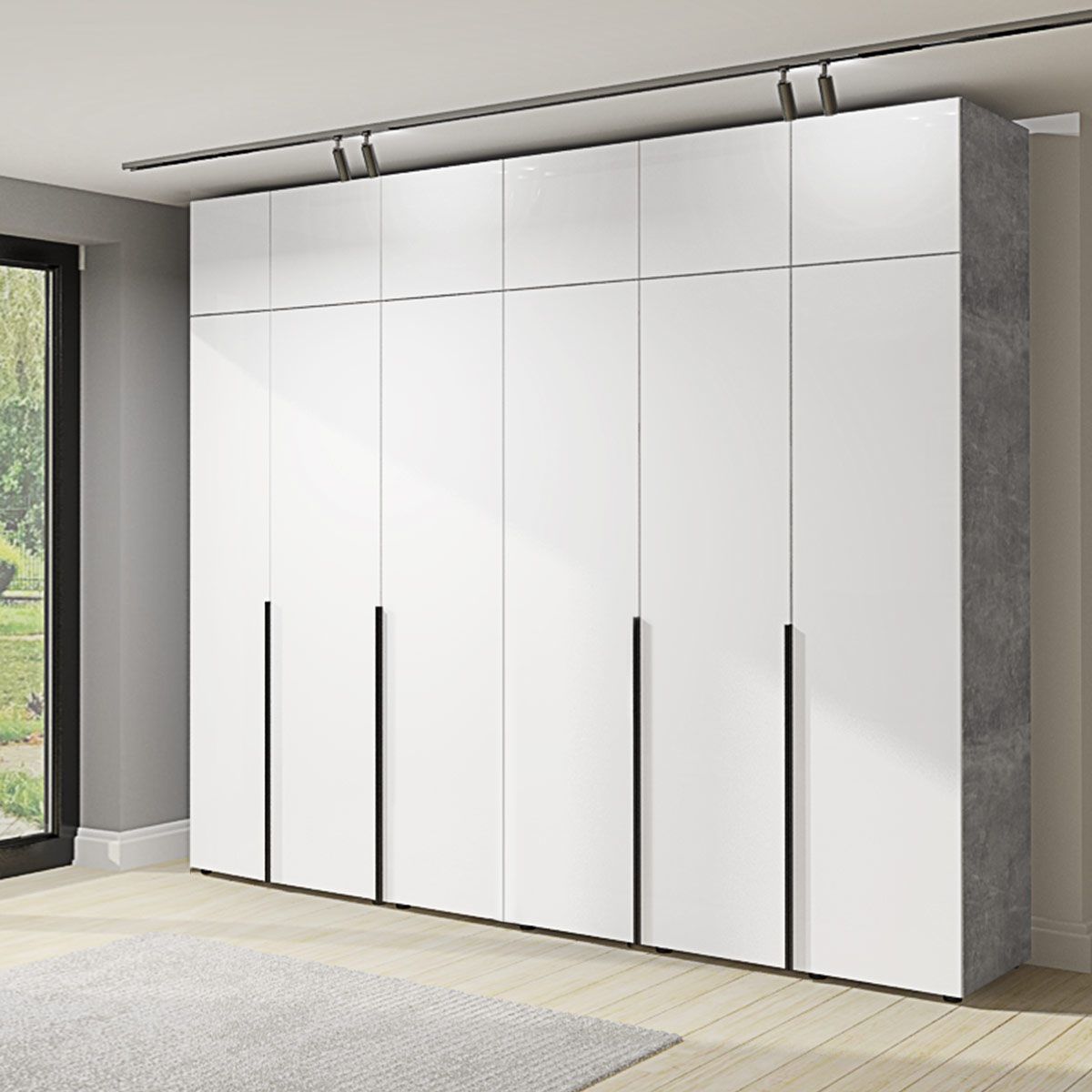 Готова шафа Flex 2.9 метра з ДСП фасадами Біла шестидверна - фото, ціна, купити,  