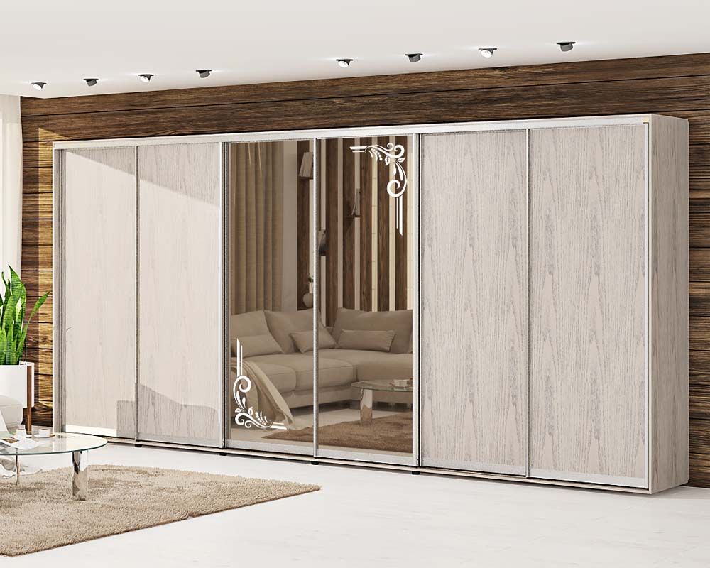 Шафа купе 420 см "ДСП" шестидверна білений дуб - фото, ціна, купити,  