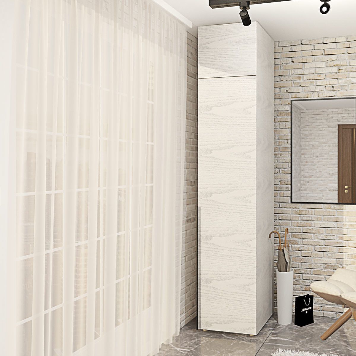 Пенал Флекс 400 мм ДСП фасад Дуб білений в передпокій - фото, ціна, купити,  