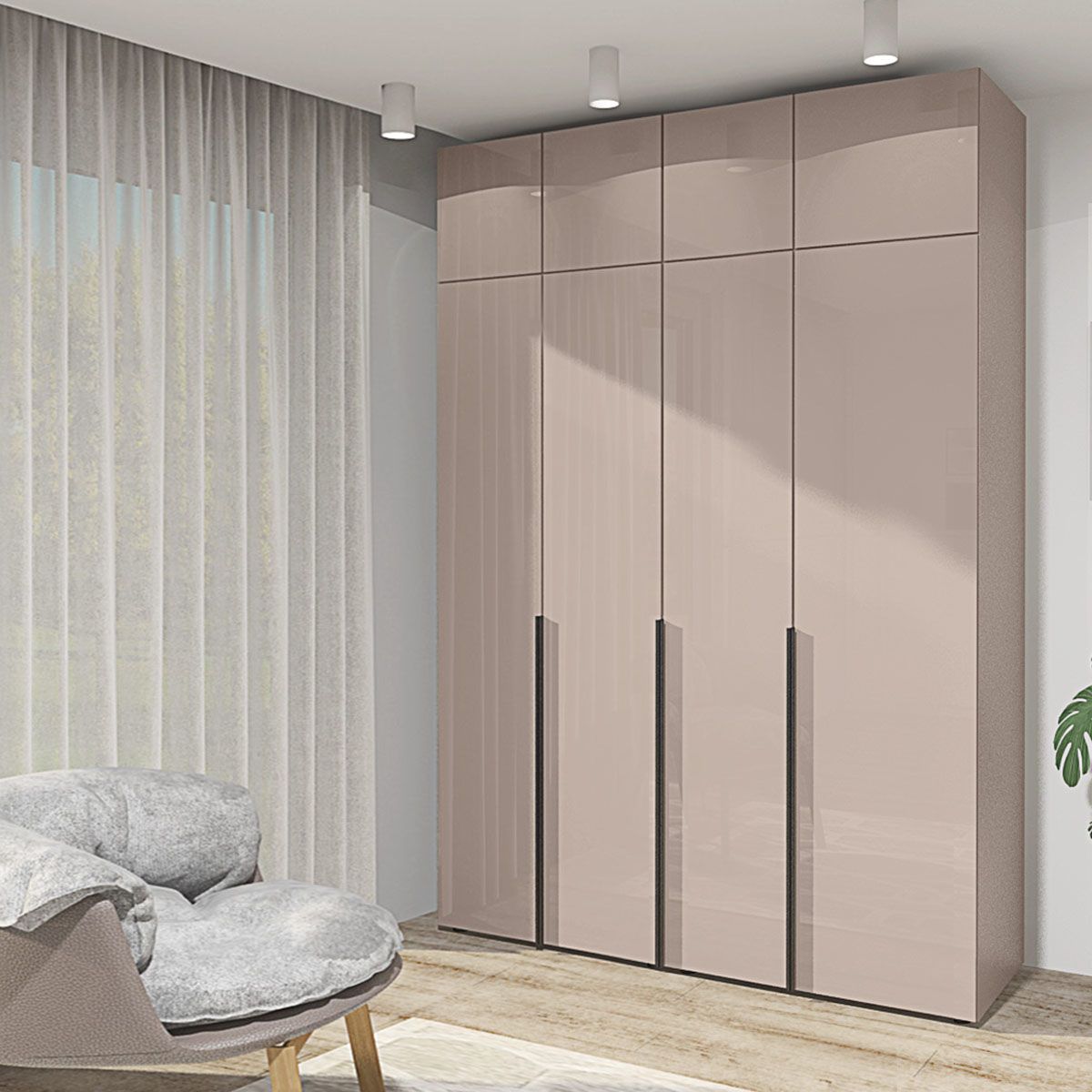 Шафа під стелю Flex 1.7 метра з ДСП фасадами Тоффі в вітальню - фото, ціна, купити,  