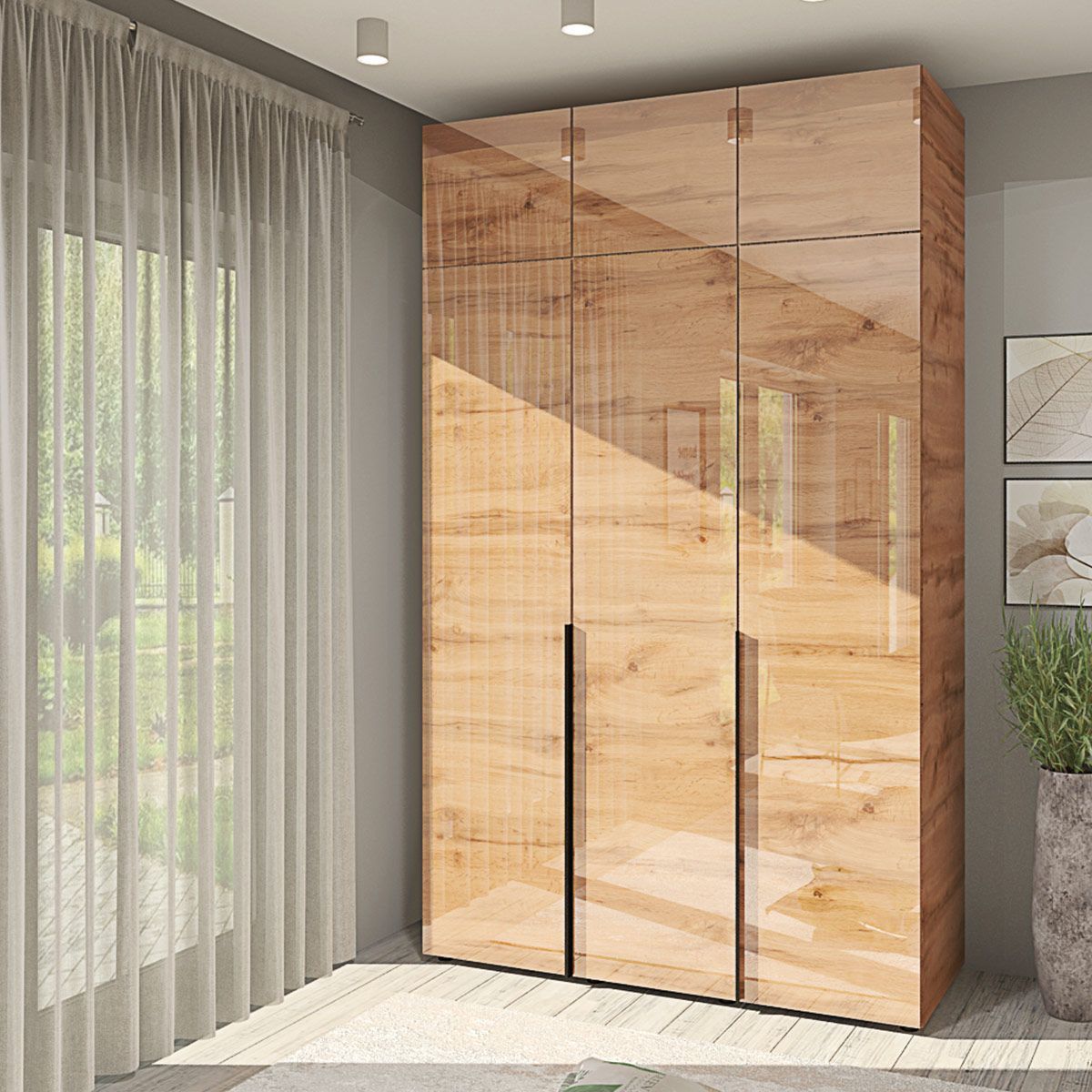 Сучасна шафа Флекс 1.5 м з ДСП фасадами Дуб Аппалачі 3 дверна - фото, ціна, купити,  