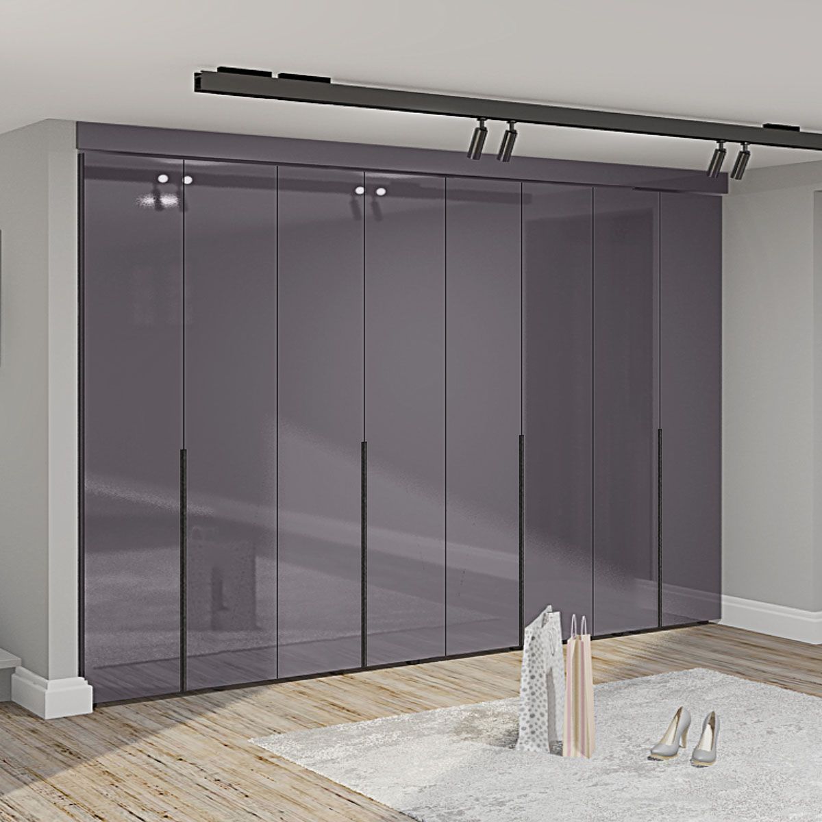 Шафа без ручок Флекс 3,2 м ДСП фасад Графіт в дитячу - фото, ціна, купити,  