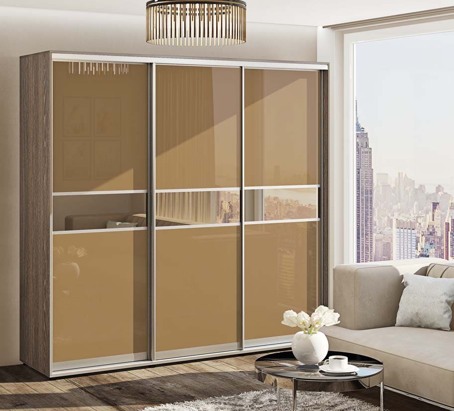 Шафа купе 240 см "Модель 2" тридверна крем - фото, ціна, купити,  