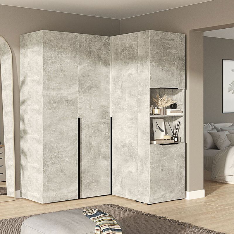 Кутова шафа Flex з ДСП фасадами Бетон в передпокій - фото, ціна, купити,  