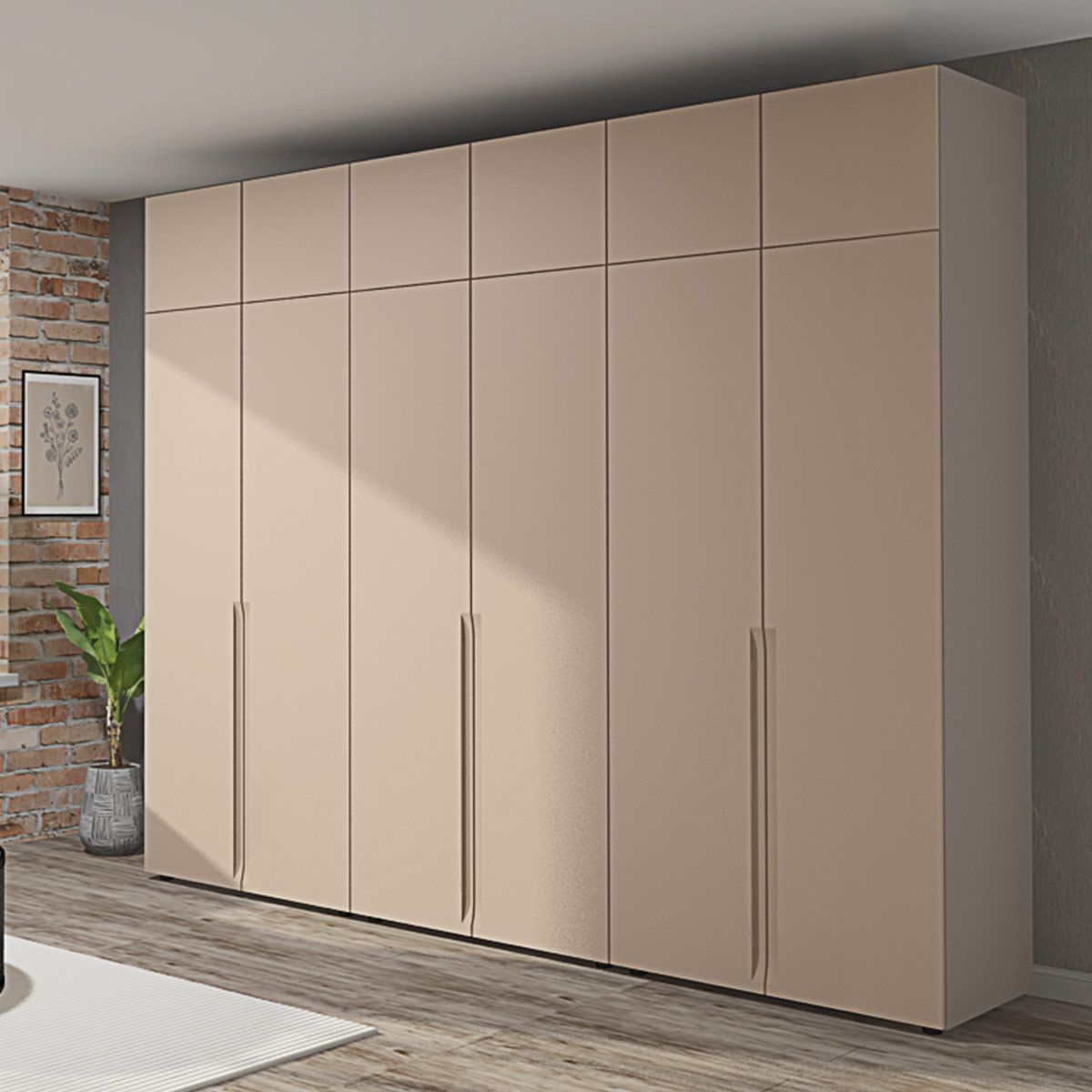 Custom-made Flex 300 cm MDF wardrobe with Cappuccino front for the living room - фото, ціна, купити,  