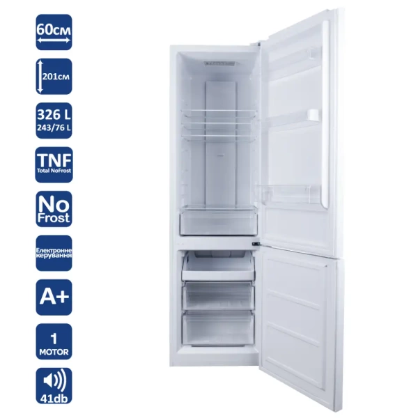 Окремостоячий холодильник Ventolux RF 201-326 TNF WH - фото, ціна, купити,  