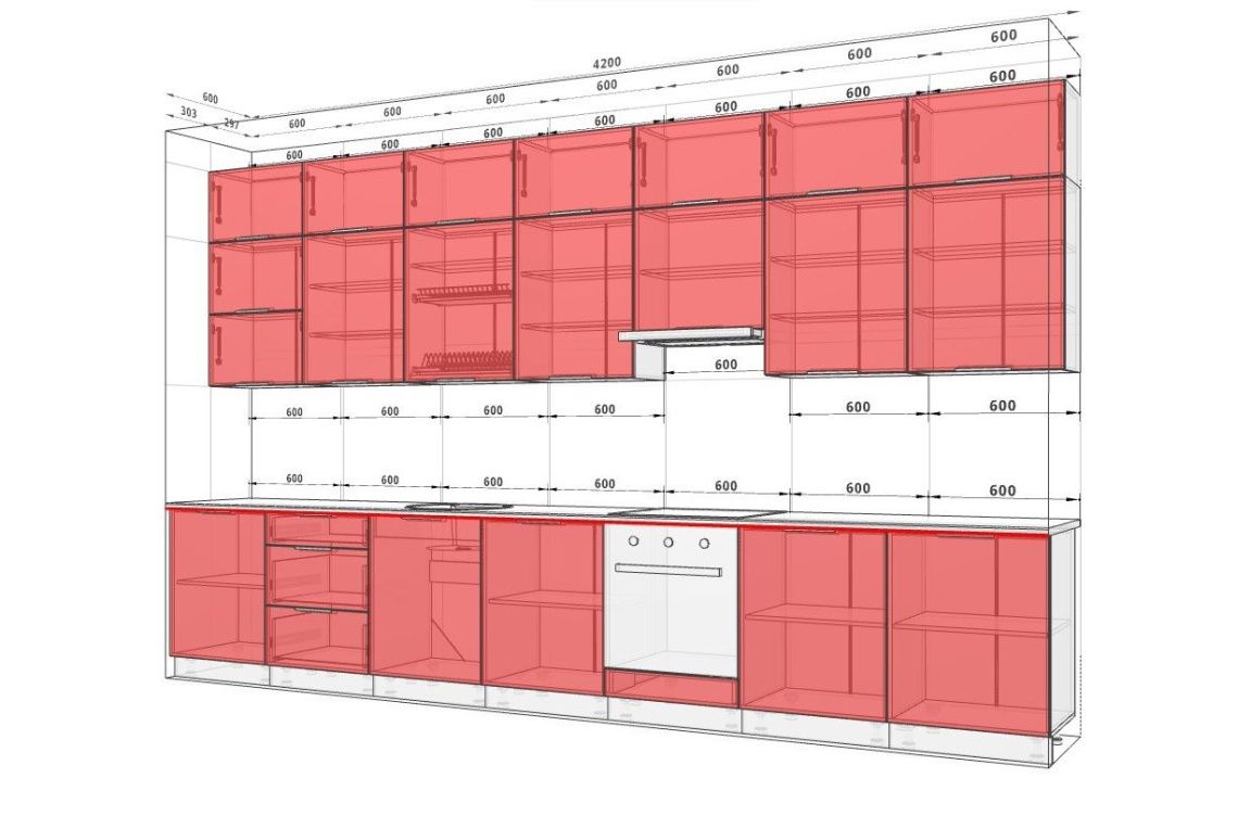 Custom-made kitchen "Frame" 4.2m painted MDF Coffee with milk - photo, price, buy,  