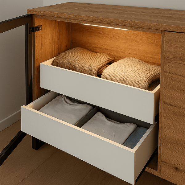 Офісна тумба Flex 1,5 м з ДСП фасадами Дуб золотий в зал - фото, ціна, купити,  