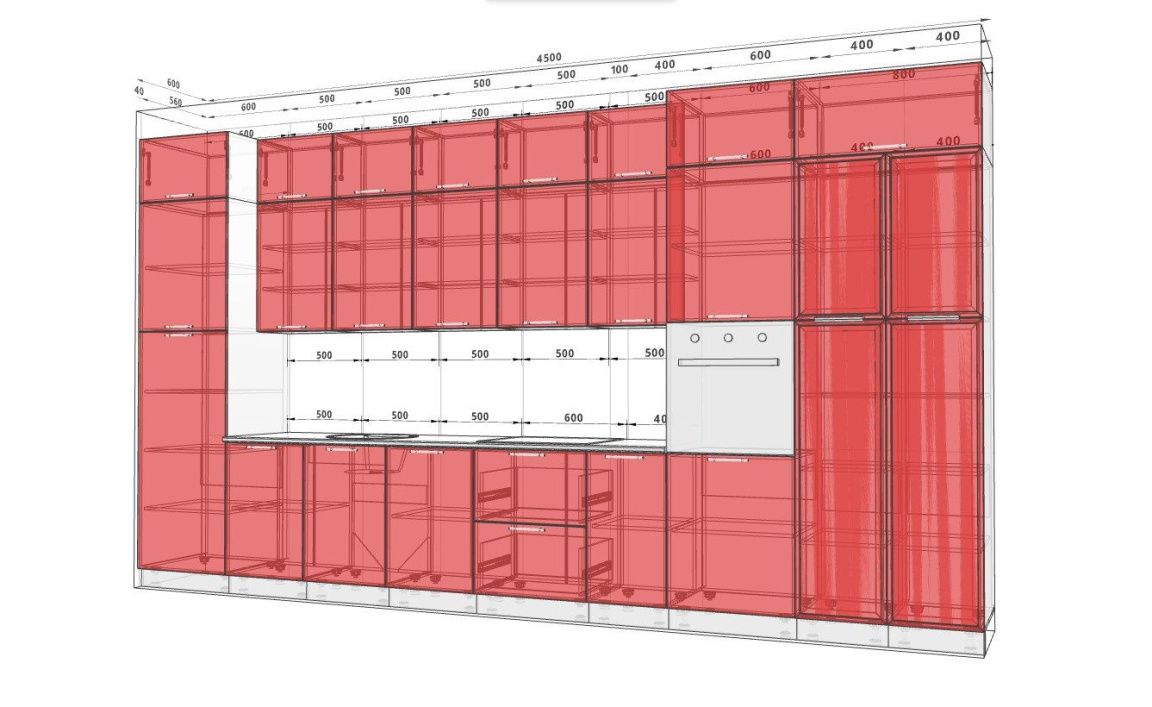 Kitchen "Eco" 4.5m with kitchen island White, Charcoal - photo, price, buy,  