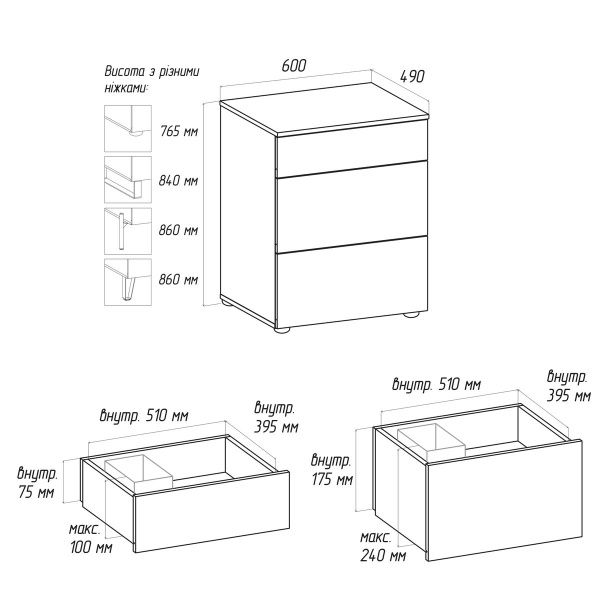 Тумба лофт Флекс 0.6 метра з ДСП фасадами Дуб сонома в дитячу - фото, ціна, купити,  