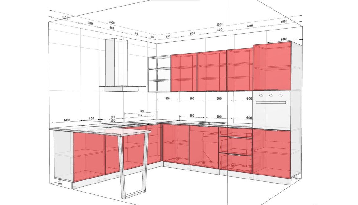 Кухня "Рамка" 3 х 2.6м П-подібна фарбований МДФ Білий - фото, ціна, купити,  