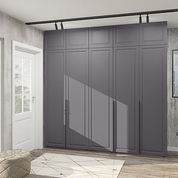 Распашный шкаф Flex 250 см с МДФ фасадами Графит в спальню - фото, цена, купить,  