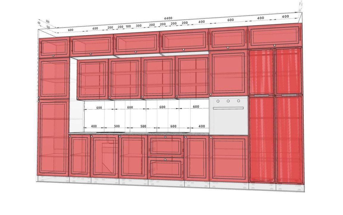 Кухня на замовлення "Діамант" 4.4м з островом Білий, Крем - фото, ціна, купити,  