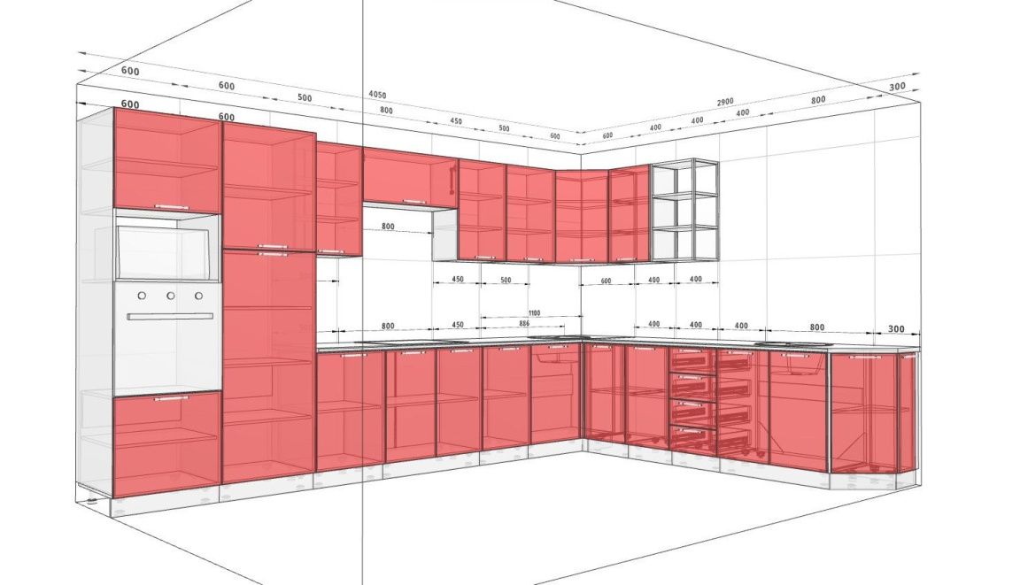 Kitchen "Eco" 4.05 x 2.9m with kitchen island White, Black - photo, price, buy,  