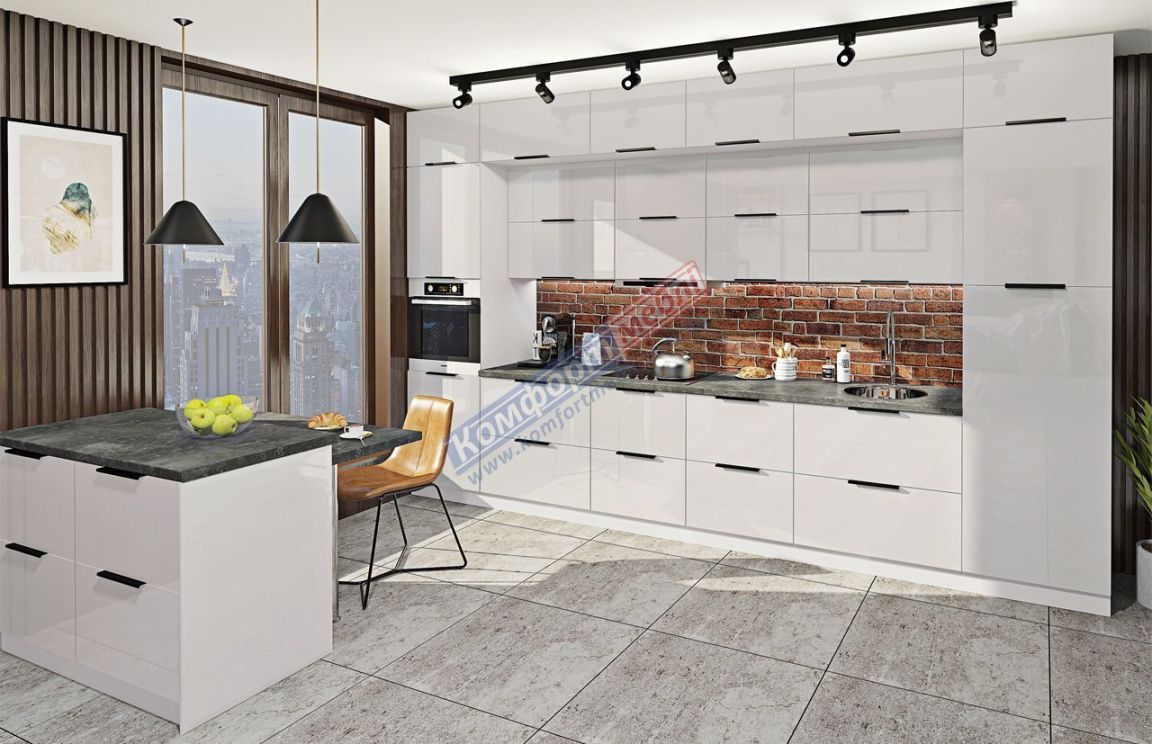 Ready-made kitchen "Loft" 3x1.7 meters corner painted MDF White - photo, price, buy,  