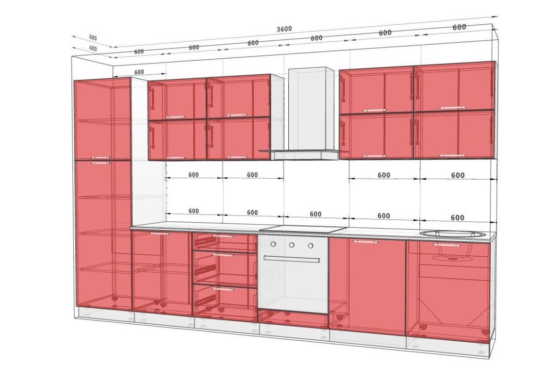 Кухня готова "Еко" 3.6 метра пряма дуб крафт білий - фото, ціна, купити,  