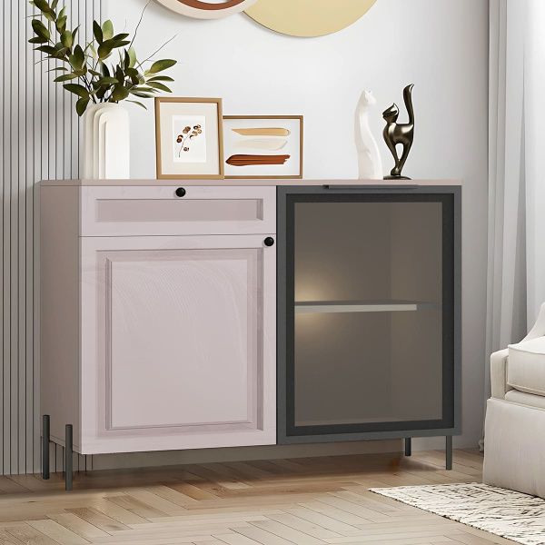 Комод пенал Флекс 1 м з МДФ Оксамит бежевий в зал - фото, ціна, купити,  