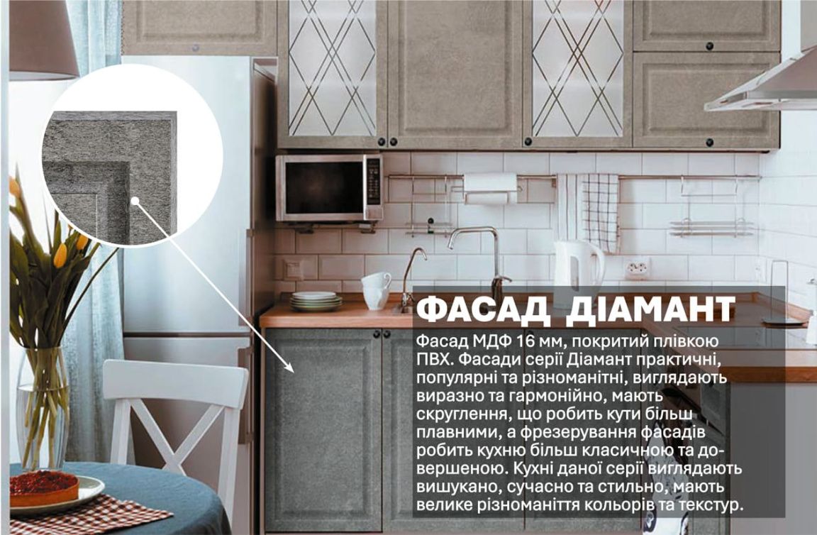 Кухня "Діамант" 2.8х2м Мармур бетон бежевий, Мармур бетон сірий - фото, ціна, купити,  